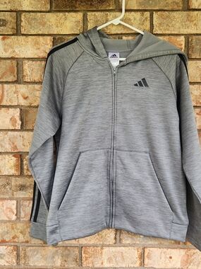 Adidas Youth 14/16 Gray Full-Zip Hoodie Jacket